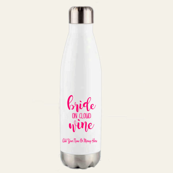 Bride On Cloud Wine Personalised Water Bottle Thumbnail