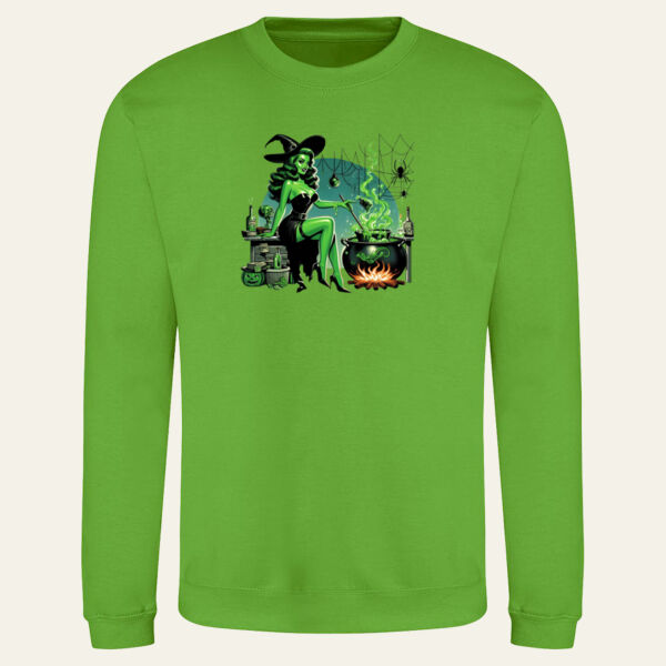 Green Witch Pin Up Halloween Sweatshirt Thumbnail