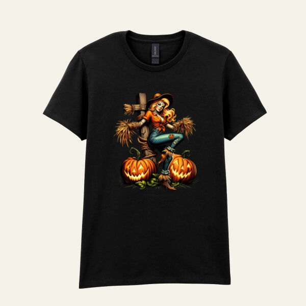 Scarecrow Witch Pin Up Halloween T Shirt   Thumbnail