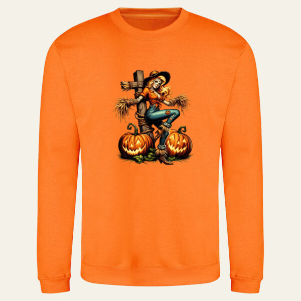 Scarecrow Witch Pin Up Halloween Sweatshirt   Thumbnail